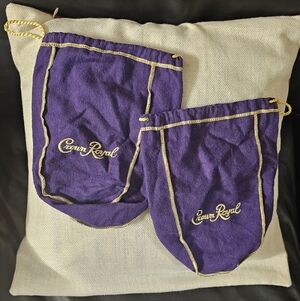Crown Royal Purple & Gold Drawstring Storage Bags Set of 2 EUC